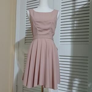 NWT The Clothing Co L pnk peak-a-boo back sleeveless fit-n-flare covered buttons